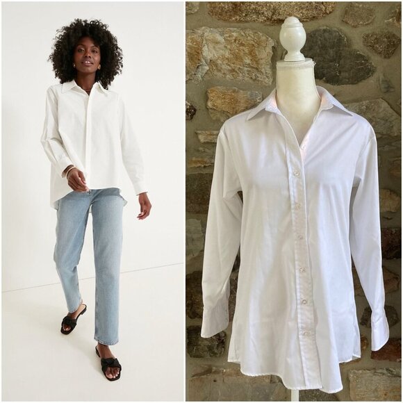 NWT Cortland Park White & Pink Classic Button Down Grosgrain Ribbon Shirt $149 - Picture 1 of 12